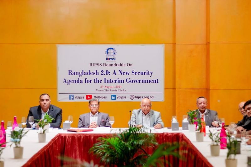 Guests at a roundtable titled 'Bangladesh 2.0: A New Security Agenda for The Interim Government on 29 August 2024.